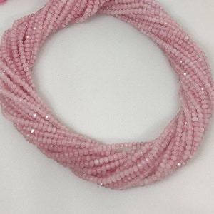 AAA Rose Quartz Micro Faceted Rondelle Beads - 2mm, 13&quot; Strand