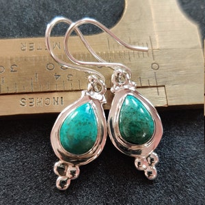 Turquoise Sterling Silver Earrings: Handmade Gemstone Studs