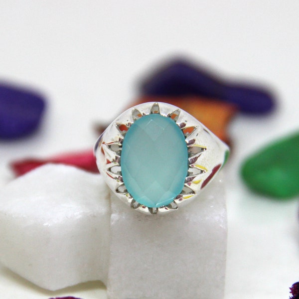 Aqua Chalcedony Ring - Etsy