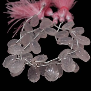 10x14 mm Flower Carving Rose Quartz Pear Shape Beads/Rose Quartz Carving Beads/Rose Quartz Pear Beads/Cut Carving Bead/8&quot;Strand/12 Piece