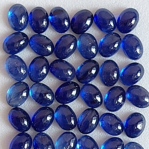 5 x 7 mm saphir bleu naturel cabochon/saphir bleu/saphir africain/saphir de forme ovale/fond plat/pierres gemmes en vrac/(00355)