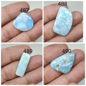 Natürlicher Larimar Cabochon / Delphin Stein / Blauer Pektolith / Atlantis Stein / Ausgefallene Form / Flacher Rücken Stein / Dominikanische Republik Larimar / Larimar kristall