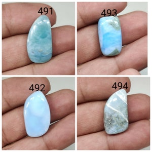 Cabochon de Larimar naturel/Pierre de dauphin/Pectolite bleue/Pierre d'Atlantide/Forme fantaisie/Pierre à dos plat/République dominicaine Larimar/Cristal de Larimar
