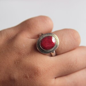 Ruby Ring ,Corundum Ruby Ring , Ruby Silver Ring ,925 solid Sterling Silver , Handmade Ruby Ring , Red Ruby Ring , Silver Jewellery/RJS-543