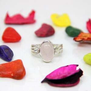 Silber Ring, Rose Quarz Silber Ring, 925 solid Sterling Silber, Rosenquarz Cabochon Ring, Edelstein Ring, handgefertigte Silber Ring