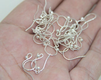 10 Pieces Sterling Silver Hook,Silver Earring Hook Pair,Earring Hook Wire ,Silver wire With Balls,Sterling Silver 925,Handmade Hooks Finding