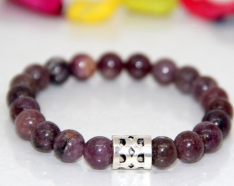 Lepidolite Bracelet , Lepidolite Beaded Bracelet , Natural Stone Bracelet , Lepidolite Elastic Bracelet , Gemstone Bracelet, /00B30