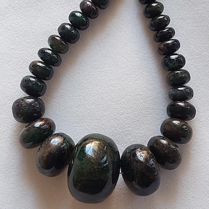 Natural Emerald Rondelle Bead Necklace: 10-25mm Gemstone Tassel Jewelry