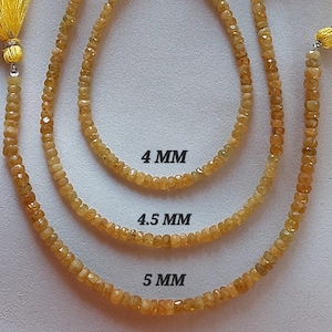 Untreated Natural Yellow Sapphire Faceted Rondelle Beads/Untreated Sapphire Beads/Yellow Sapphire Rondelle/8&quot; Strand/4-5 MM/RJS-192
