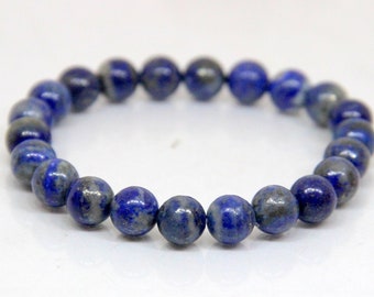 Lapis Lazuli Beaded Bracelet , Beaded Stone Bracelet , Lapis Lazuli Bracelet ,Gemstone Bracelet , Elastic Bracelet ,Simple Beaded  Bracelet