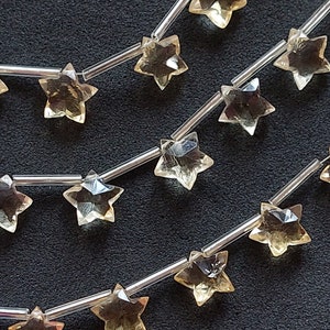 Faceted Citrine Star Briolette Beads: Yellow Gemstone, 7&quot; Strand