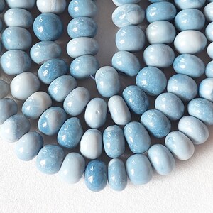 Superb! 8.5 Mm 100 % Natural Blue Opal Smooth Rondelle Beads/Blue Opal Smooth Beads/Semi Precious Gemstone Beads for Jewelry & Craft/RJS-031