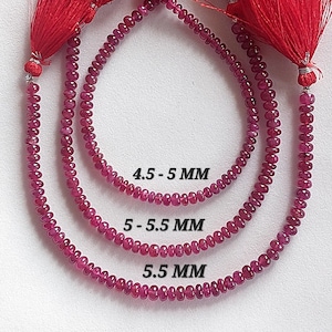 8&quot; Strand, 100% Natural Red Ruby Smooth Rondelle Beads/Precious Smooth Beads/4.5-6.5 MM/Ruby Smooth Rondelle/Ruby Beads for Jewelry/RJS-045