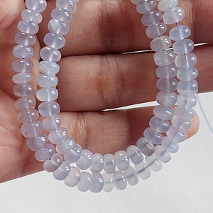 Aqua Chalcedony Rondelle Beads: 6.5mm Smooth Gemstone Strand/ RJS-030 image 1