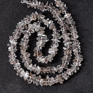 Natural Herkimer Diamond Quartz Raw/Herkimer Diamond Beads/16 Inches Herkimer rough Strand/Drilled Loose Herkimer/4-6 mm/Herkimer Nuggets