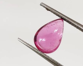 AAA Natural Pink Tourmaline Smooth Cabochon/Pink Rubellite Cabochon/Loose Gemstone/Pear Tourmaline Cabochon Flat Back/7x10 Mm /2.20 Carat