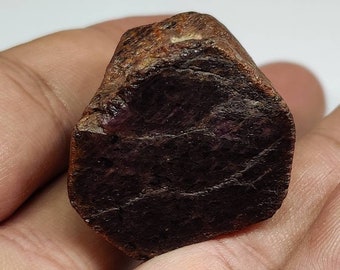 以下が含まれることがあります： 茶色の外側に、ざらざらとした濃い紫色の宝石。宝石は不規則な形をしていて、滑らかで磨かれた表面をしています。