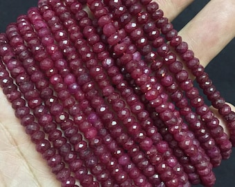 Untreated Corundum Bead 12mm x 9.5mm Natural Gemstone Approx Sold Per Bead 15ct Natural Ruby Faceted Rondelle Beads Deep Red Color