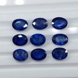 Blå safir ädelstenar, fasetterad oval slipning (2 stycken, 6 x 8 mm) bild 8