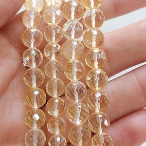 8 &quot;5-8 MM / Natürliche Citrin Facettierte Runde Perlen / Citrin Runde Kugeln Perlen / Citrin Lose Perlen / Citrin Edelstein Perlen /RJS-278