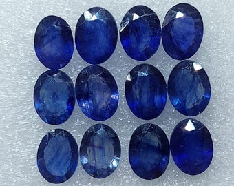 2 pieces AAA 6x8 Mm Natural Blue Sapphire Cut Stone/Blue Sapphire Faceted Cut Stone/Blue Sapphire Gemstone/Oval Shape/Loose Gemstone