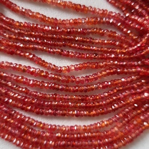 Superb! 6&quot; Strand Natural Orange Sapphire Faceted Rondelle Beads/Precious Beads/Orange Sapphire Faceted Beads/Jewelry Beads/2.1-3 Mm/RJS-516
