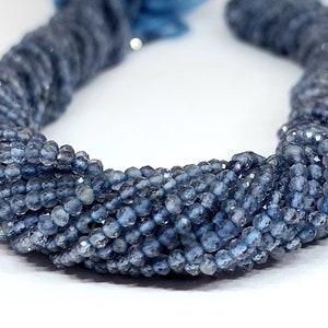 Natural Iolite Micro Faceted Rondelle Beads/Iolite Faceted Beads/Iolite Faceted Gemstone /Water Sapphire/13 Inches Strand/2.5 mm Size