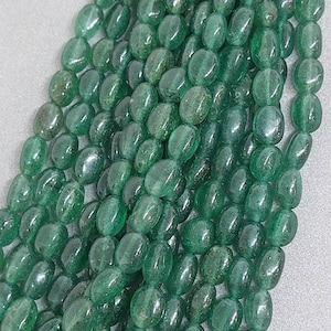 100 % Natural Deep Green Aventurine Oval Shape Beads/Aventurine Beads/Green Aventurine Loose Beads/5x6-8x10 Mm/18&quot;Strand/53 Piece Approx