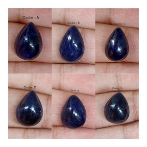 Cabochon di zaffiro blu prezioso naturale al 100% / pietra preziosa di pera zaffiro blu / forma a pera / zaffiro liscio / schiena piatta / pietra preziosa sciolta / zaffiro blu
