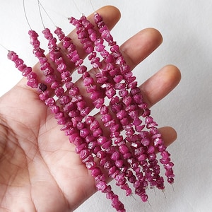 Untreated Ruby Rough: Center Drilled Gemstone Beads (5-7mm, 30 Pieces)/ D7