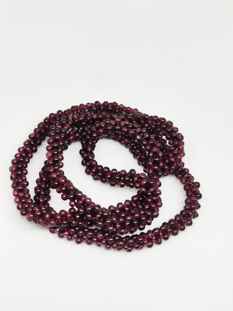 Garnet Rope Necklace Beaded Garnet Necklace Handmade - Etsy