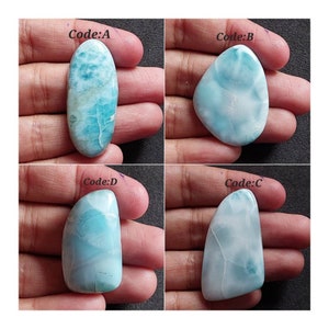 Beautiful Fancy Shape Larimar Cabochon/ Pectolite Larimar/Flat Back Larimar Stone/Larimar Gemstone/Large Cabochon/Blue Pectolite Larimar