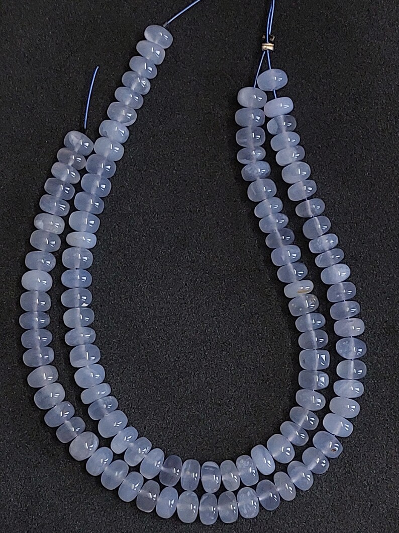 Aqua Chalcedony Rondelle Beads: 6.5mm Smooth Gemstone Strand/ RJS-030 image 4
