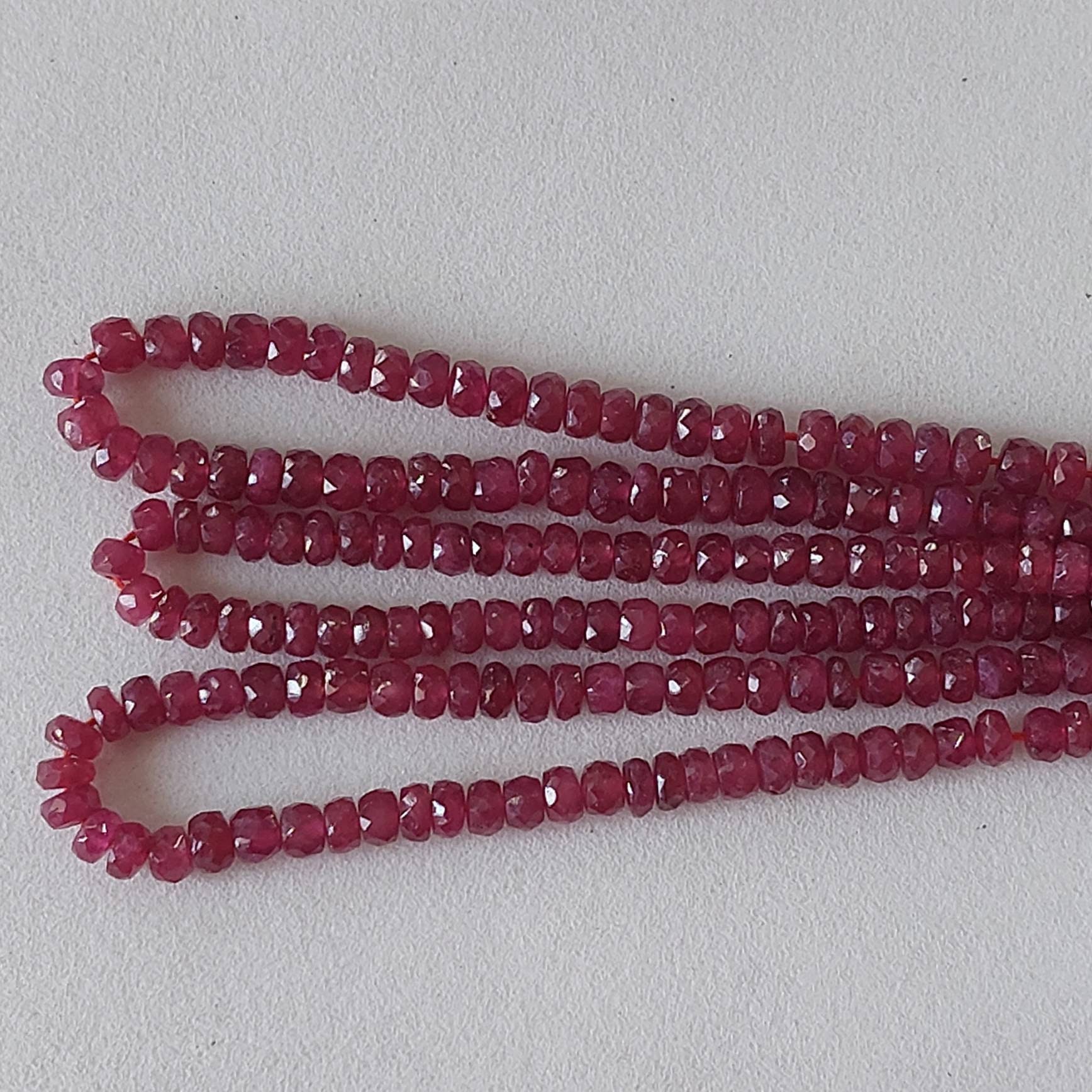 Natural Ruby Gemstone Beads - 4-5mm Faceted Rondelle Beads For Jewelry Making - Choose 10, 15, Or 20 Beads