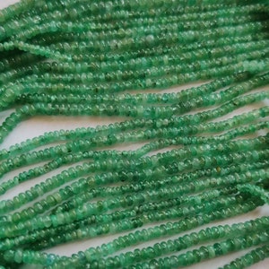 100 % Natural Zambia Emerald Smooth Rondelle Beads/Emerald Smooth Rondelle/Emerald Plain Beads/Emerald Beads/2.5-3 Mm/6"Strand/2105