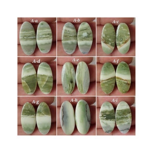 Authentique ! Paire de cabochons de forme ovale en serpentine naturelle/Paire de pierres semi-précieuses pour bijoux/Paire assortie de cabochons/Perçage gratuit/SRP-A