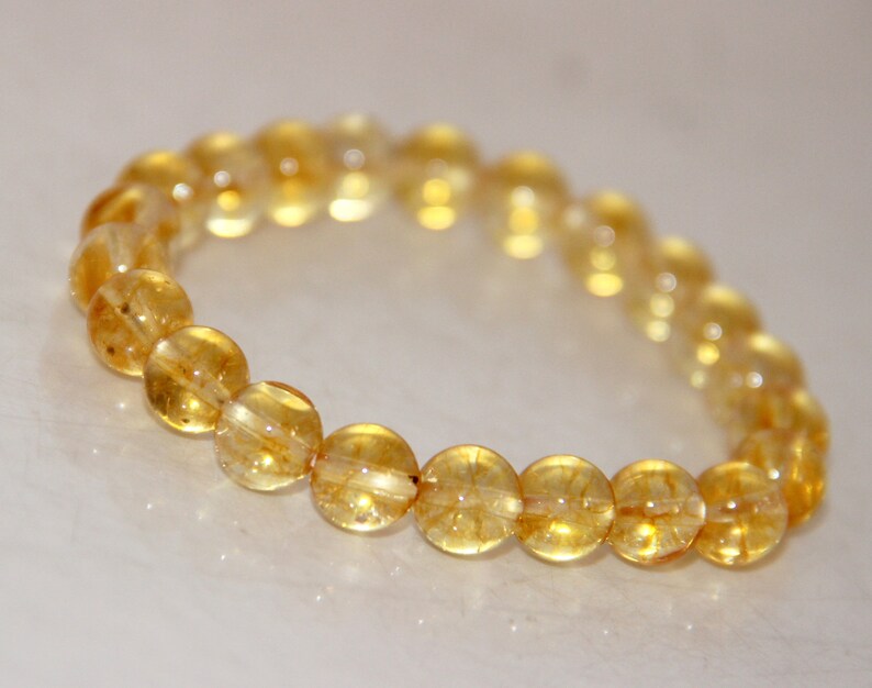Stretch Beaded Bracelet Handmade Bracelet Citrine Beaded Bracelet Beaded Gemstone Bracelet Crystal Bracelet Simple Beaded Bracelet