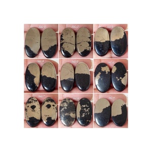 Paire de cabochons de forme ovale en or Apache naturel/paire assortie en or Apache/or Apache pour bijoux/cristal de guérison de pyrite/perçage gratuit/AG-A