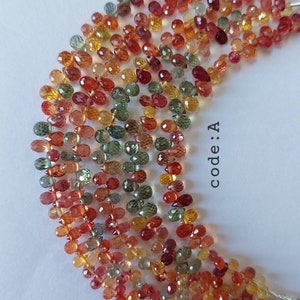 Beautiful Natural Multi Sapphire Faceted Teardrop Shape Beads ~~ Multi Precious Gemstone Beads ~~ 4-5 Inches ~~  2x3 To 4x6 Mm/Loose Beads .