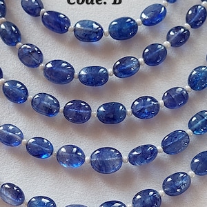 8&quot; gladde ovale kralen blauwe saffier: kostbare edelsteensieraden (4 x 5 tot 6 x 8 mm)
