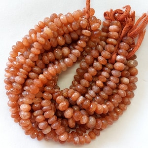 Orange Sunstone Faceted Rondelle Beads: 10&quot; Strand (8.5-11mm)