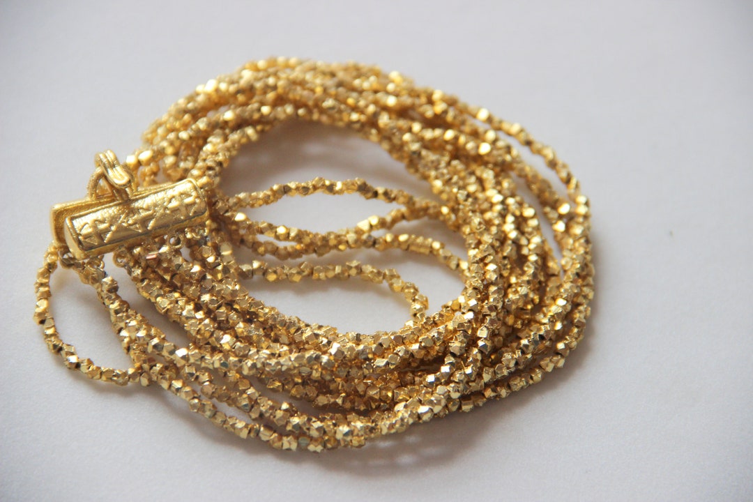 5 Strands Brass Necklace Gold Plated Necklace Brass Faceted Etsy 日本
