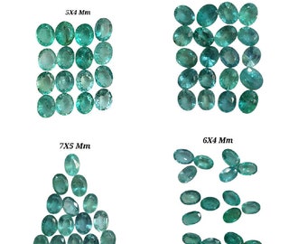 Pierre précieuse taillée ovale à facettes émeraude 100 % naturelle/pierre taillée émeraude zambienne/forme ovale émeraude/pierre précieuse émeraude/pierre émeraude en vrac