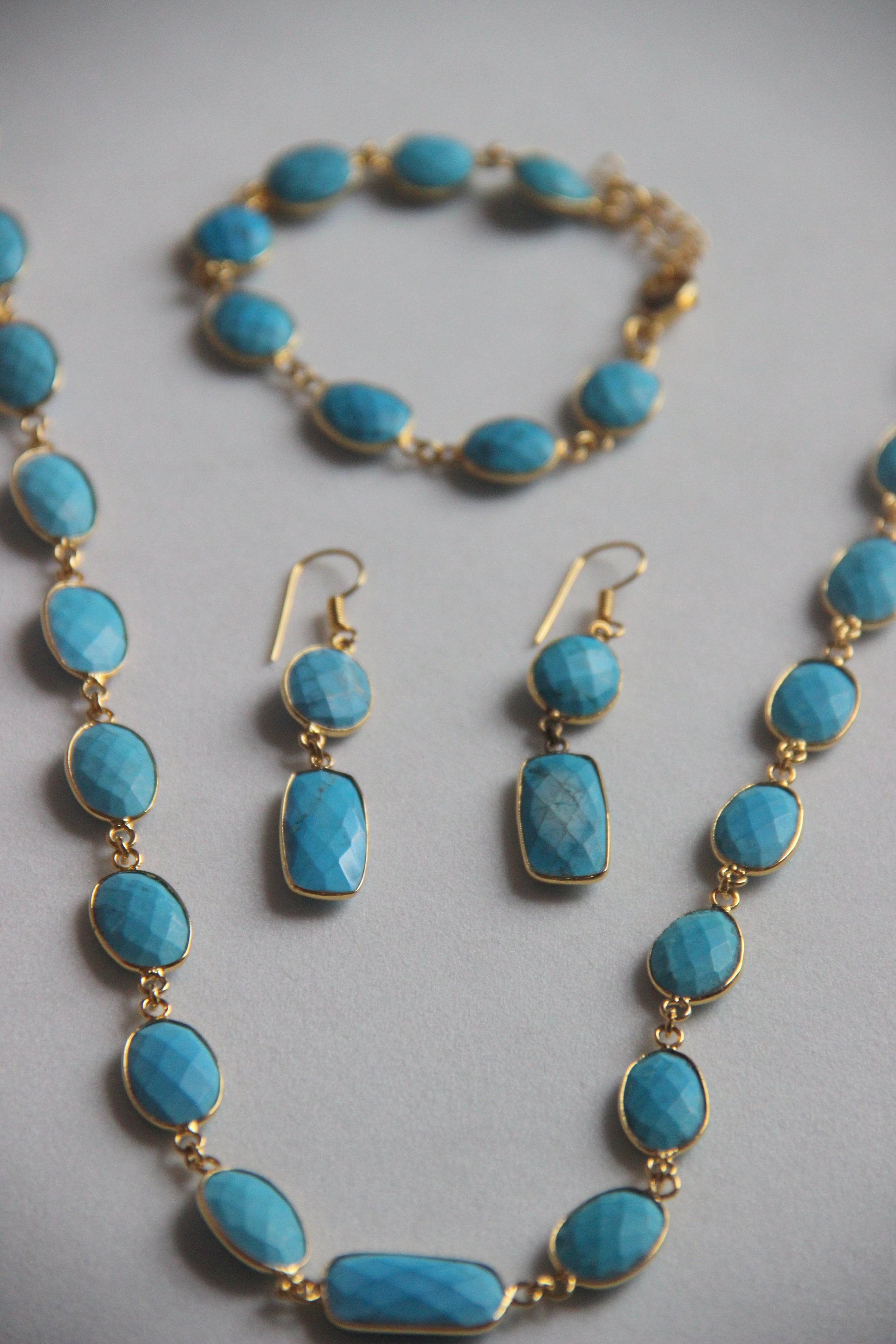 Turquoise Jewellery Set,turquoise Necklace With Bracelet & Earrings ...