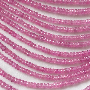 Awesome! 8&quot; Strand, 4-5.3 Mm Pink Sapphire Faceted Rondelle/Pink Sapphire Faceted Beads/Sapphire Rondelle/Precious Beads for Jewelry/RJS-653