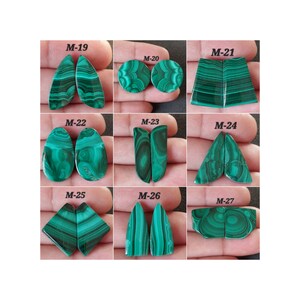 Génial ! Cabochon en malachite naturelle de forme fantaisie assortie/malachite/paire de pierres semi-précieuses pour boucles d'oreilles/perçage gratuit/CBN-055