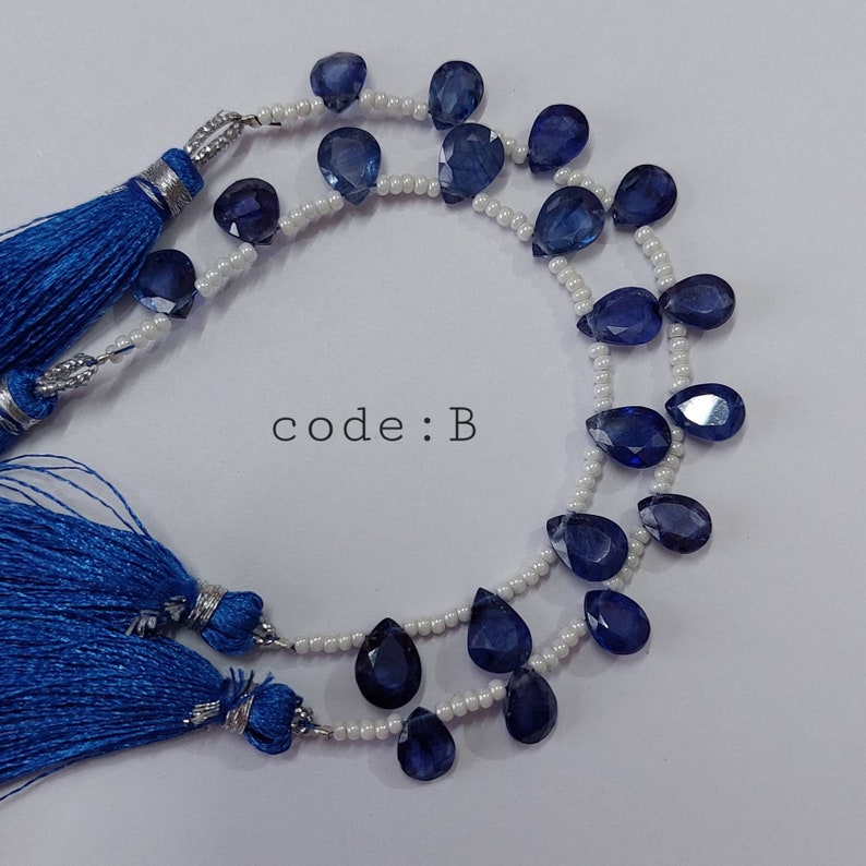 Superb 10 Pcs, 4x6-7x9 Mm Natural Blue Sapphire Side Drilled Faceted Pear Shape Briolette/Precious Gemstone/Blue Sapphire Cut Stone/2467 image 8