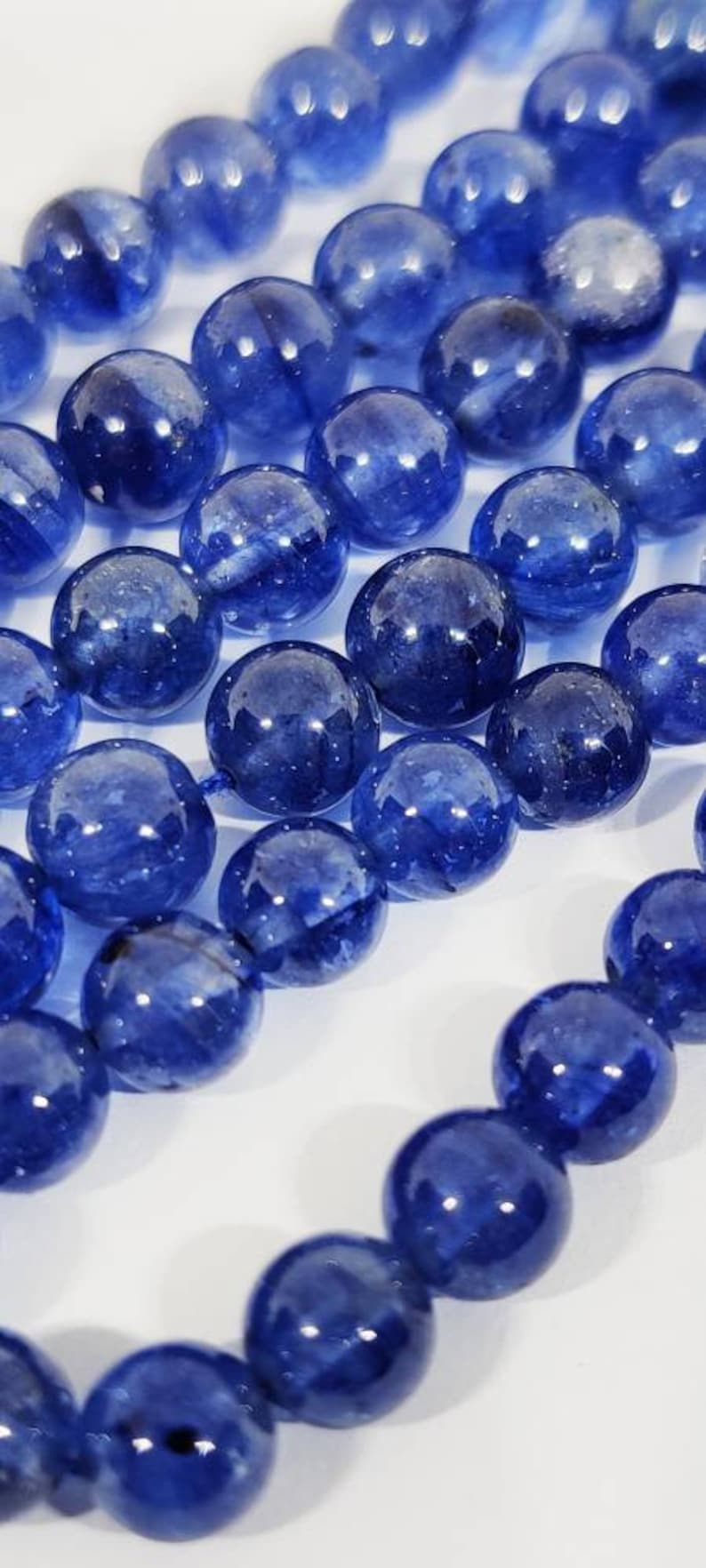 Fines perles rondes unies 1 rang saphir bleu naturel lisse/saphir boule ronde/5-7 mm/perles saphir bleu précieux/8 po. image 1