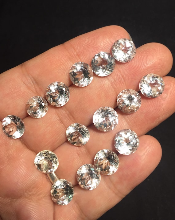 9 mm 天然ホワイト トパーズ カット ストーン ~ ホワイト トパーズ