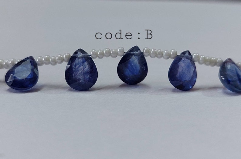 Superb 10 Pcs, 4x6-7x9 Mm Natural Blue Sapphire Side Drilled Faceted Pear Shape Briolette/Precious Gemstone/Blue Sapphire Cut Stone/2467 image 5